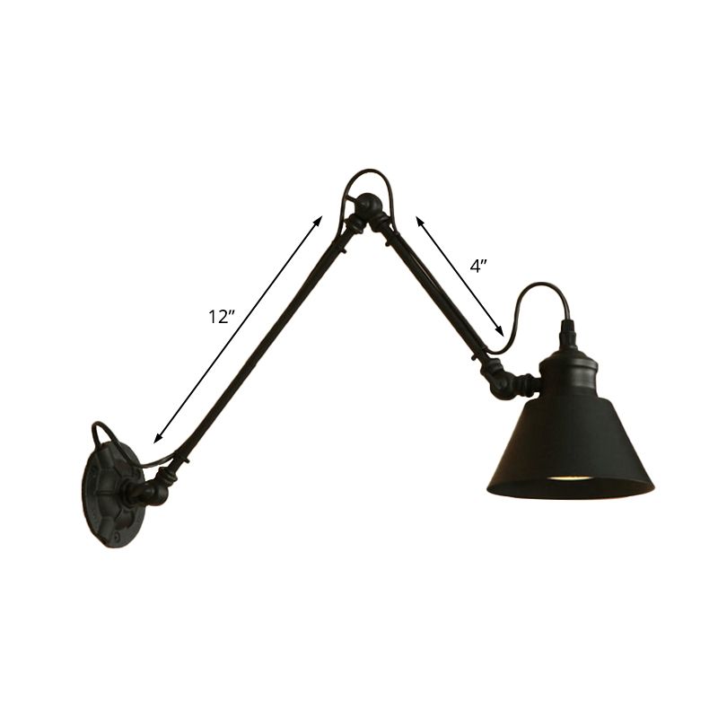 Brady Wall Lamp Conic Modern, Metal Adjustable, Black, Living Room