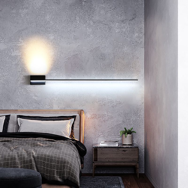 Edge Minimalist Linear Metal Vanity Wall Light, Black,  Bathroom