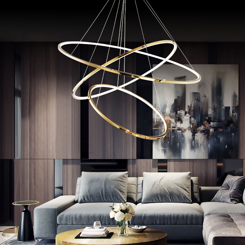 Arisha Minimalist Ring Metal Pendant Light, Gold, Living Room