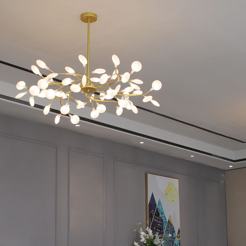 Olivia Unique Branch Firefly Art Deco Chandelier Black/Gold Living Room
