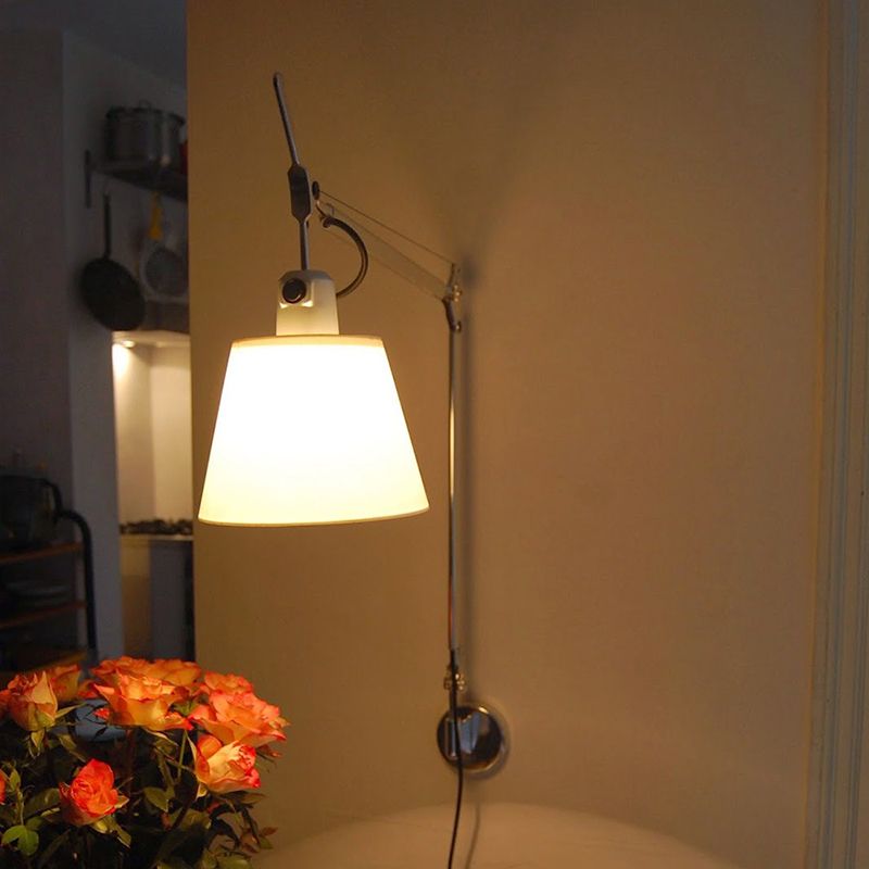 Brady Silver Adjustable Wall Lamp, Metal & Fabric