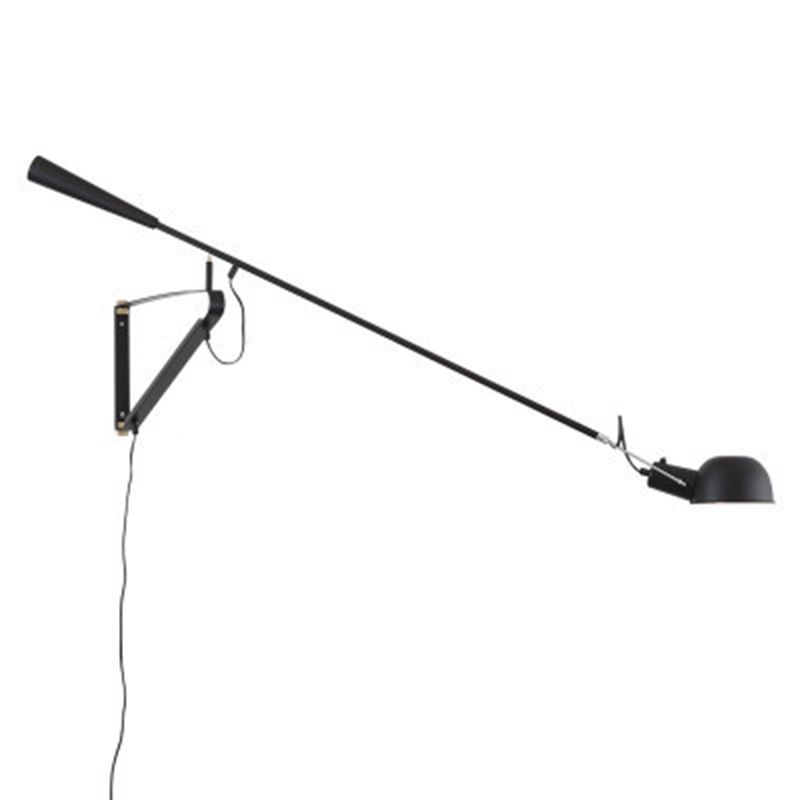 Brady Long Swing Adjustable Arm Wall Lamp Metal Black/White Bedroom
