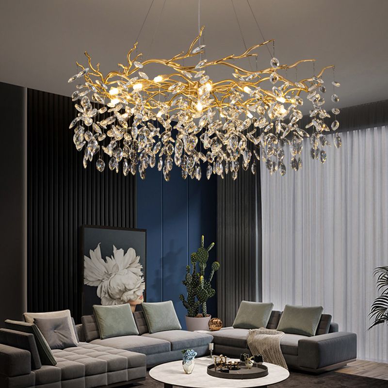 Marilyn Contemporary Gold Glass Crystal Chandelier