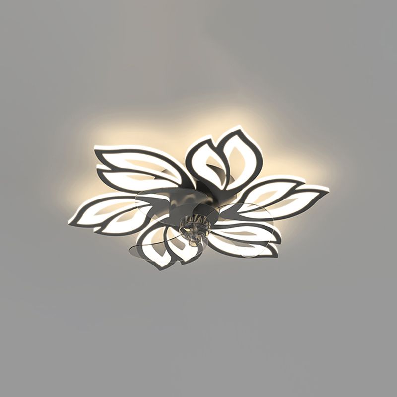 Hana Modern Flower Ceiling Fan with Light, 3 Color, L 25.5"/27"/31"/35.5"