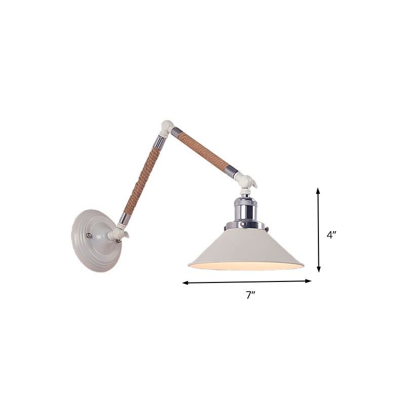 Carins Wall Lamp Hemp Modern, Rope/Metal Adjustable, White, Bedroom