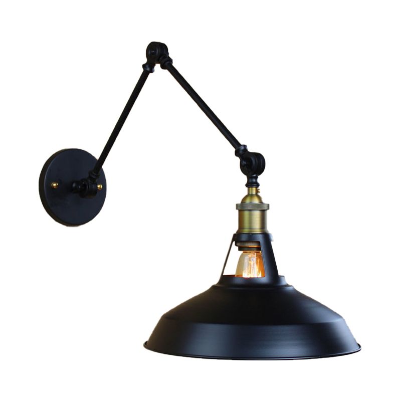 Brady Wall Lamp Dome Modern, Metal Adjustable, Black/Rust, Bedroom