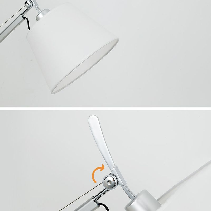 Brady Wall Lamp Dome Modern, Metal/Fabric Adjustable, Silver, Living Room