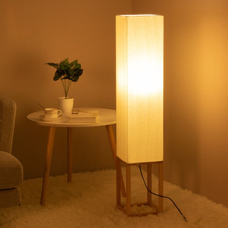 Ozawa Retro Rectangular Floor Lamp, Wood & Fabric, Bedroom