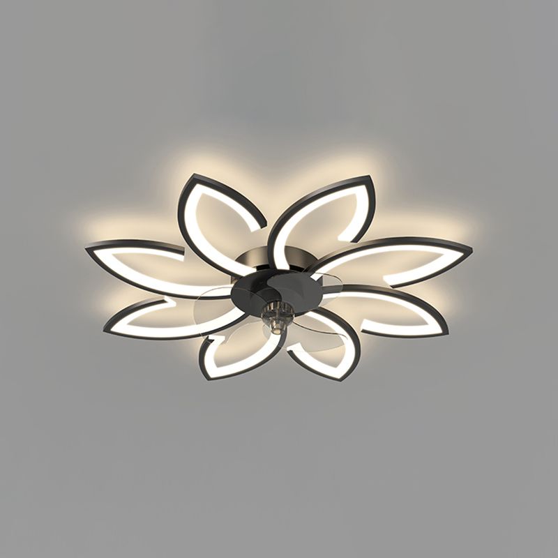 Hana Modern Flower Ceiling Fan with Light, 3 Color, L 25.5"/27"/31"/35.5"