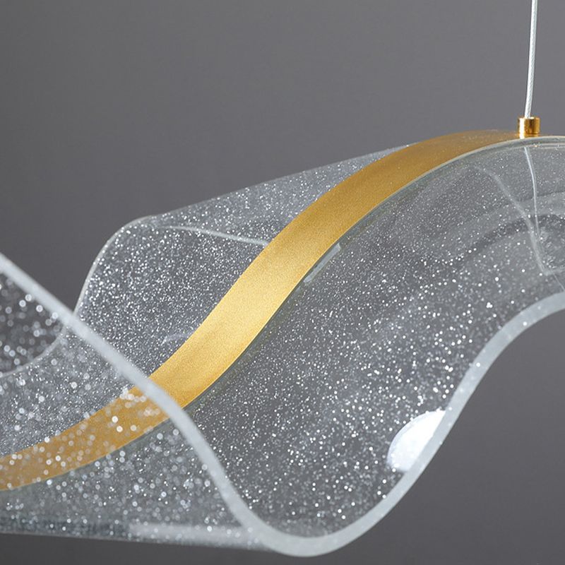 Kirsten Pendant Light Designer Wave Acrylic White/Gold Dining Room