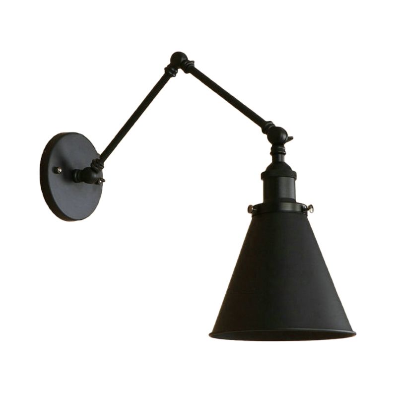 Brady Vintage Adjustable Wall Lamp, Metal, Black/Rust, Living Room