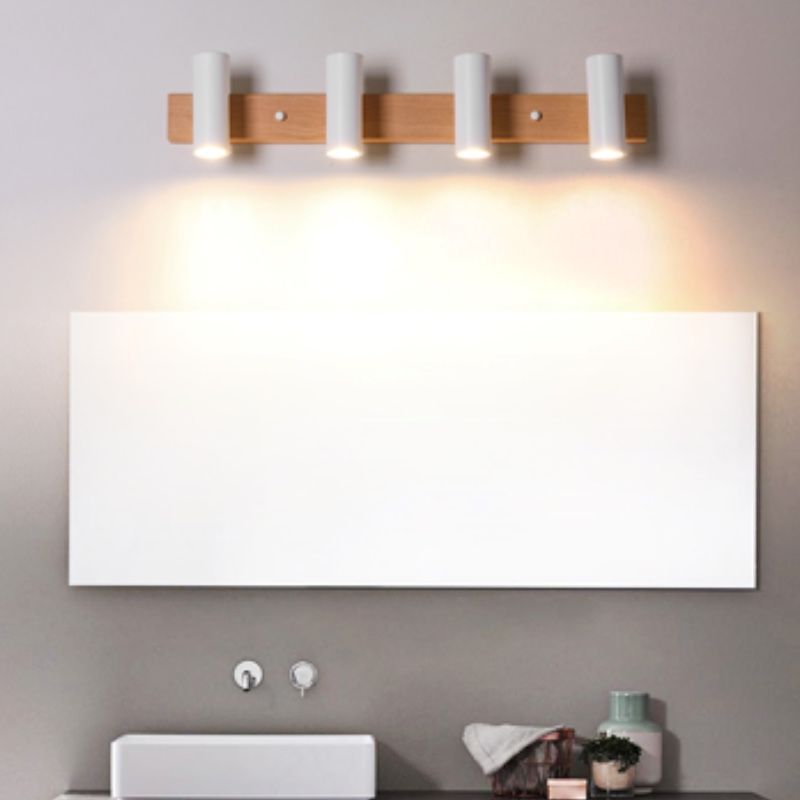 Ozawa Rotatable Spotlight Mirror Front Vanity Wall Lamp, Wood/Metal