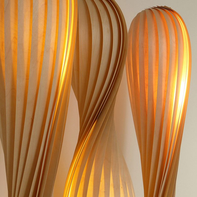 Ozawa Modern Twisted Wood Floor Lamp, Wood Color