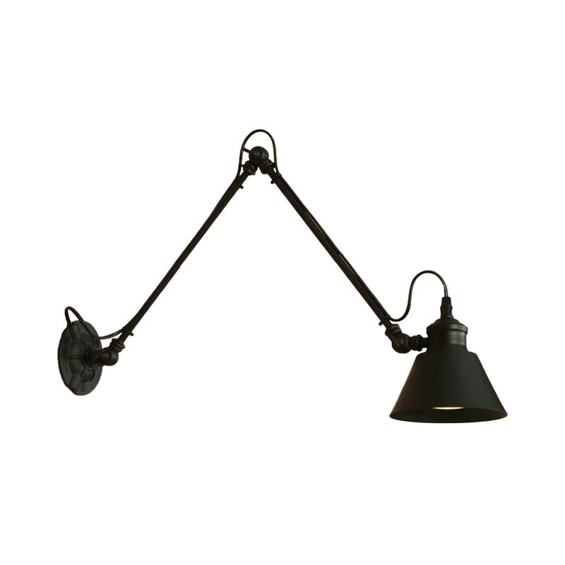 Brady Conic Black Adjustable Wall Lamp, Metal, 4"/8"/12"