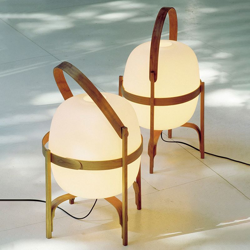 Ozawa Modern Lantern Wood/Glass Floor Lamp