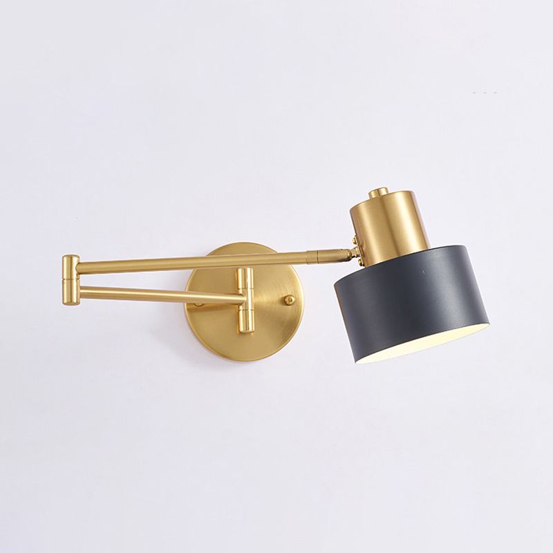 Freja Wall Lamp Modern, Metal Adjustable, Black/Gold, Bedroom