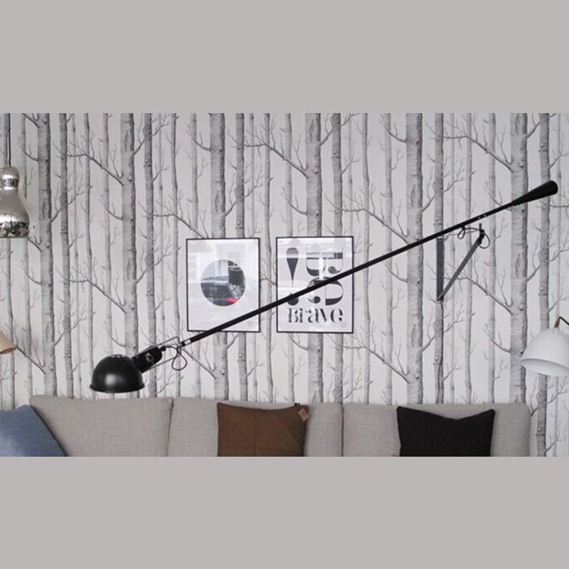 Brady Long Swing Adjustable Arm Wall Lamp Metal Black/White Bedroom