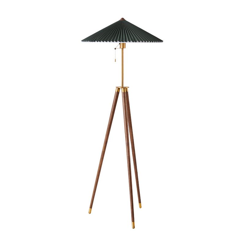 Ozawa Pleated Tripod Floor Lamp, Wood & Fabric, 59"