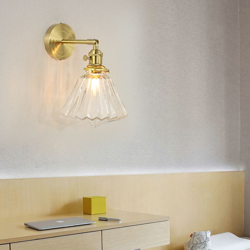 Hailie Luxury Globe/Flower Glass Vanity Wall Lamp, Gold, Bedroom