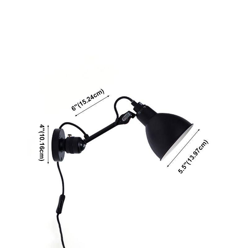 Brady Minimalist Adjustable Wall Lamp, Metal, Black, Living Room