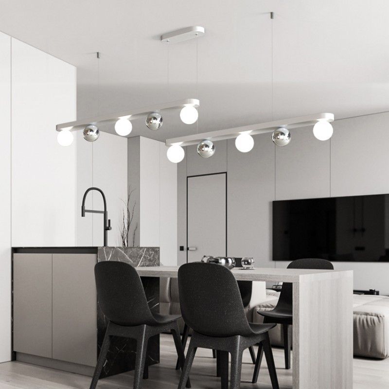 Valentina Pendant Light Multi Globe Modern, Metal/Acrylic, Silver, Dining Room