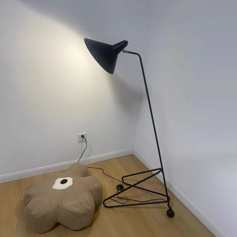 Salgado Modern Minimalist Geometric Tripod Metal Floor Lamp, Black