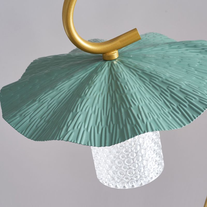 Carins Retro Lotus Metal Acrylic Floor Lamp, Gold/Green/Light