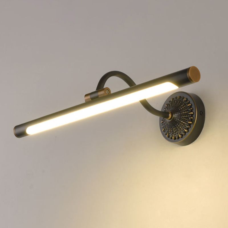 Ozawa Black Adjustable Reading Spotlight Wall Lamp, Metal/Wood