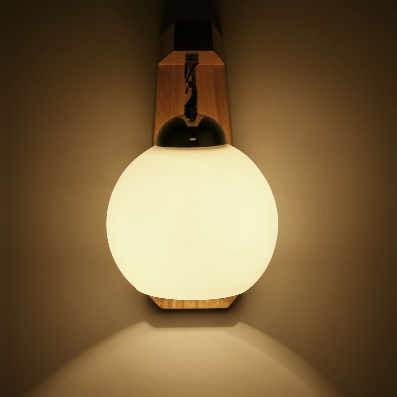 Ozawa Nordic Globe Glass/Wood Vanity Wall Light, Living Room