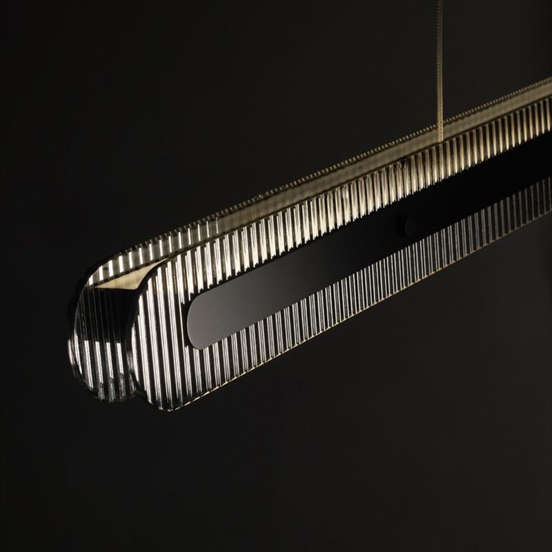 Evette  Minimalist Linear Metal/Acrylic Pendant Light, Black