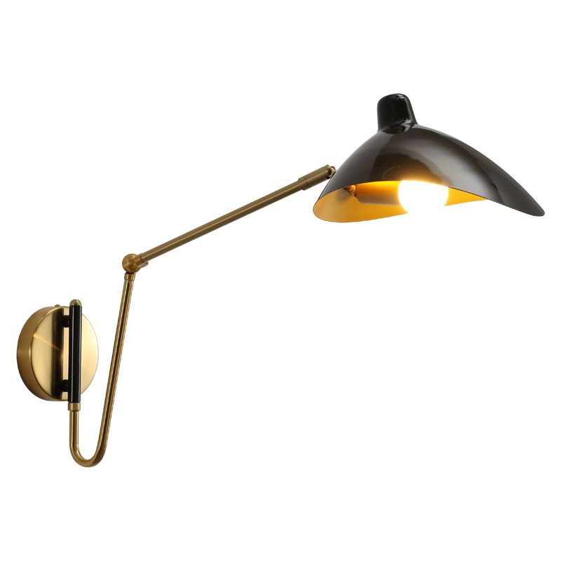 Brady Industrial Swing Arm Vanity Wall Lamp, Black/Gold