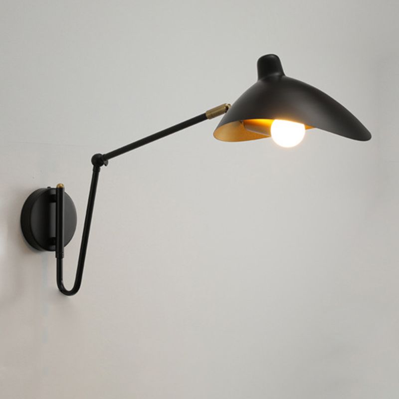 Brady Industrial Swing Arm Vanity Wall Lamp, Black/Gold