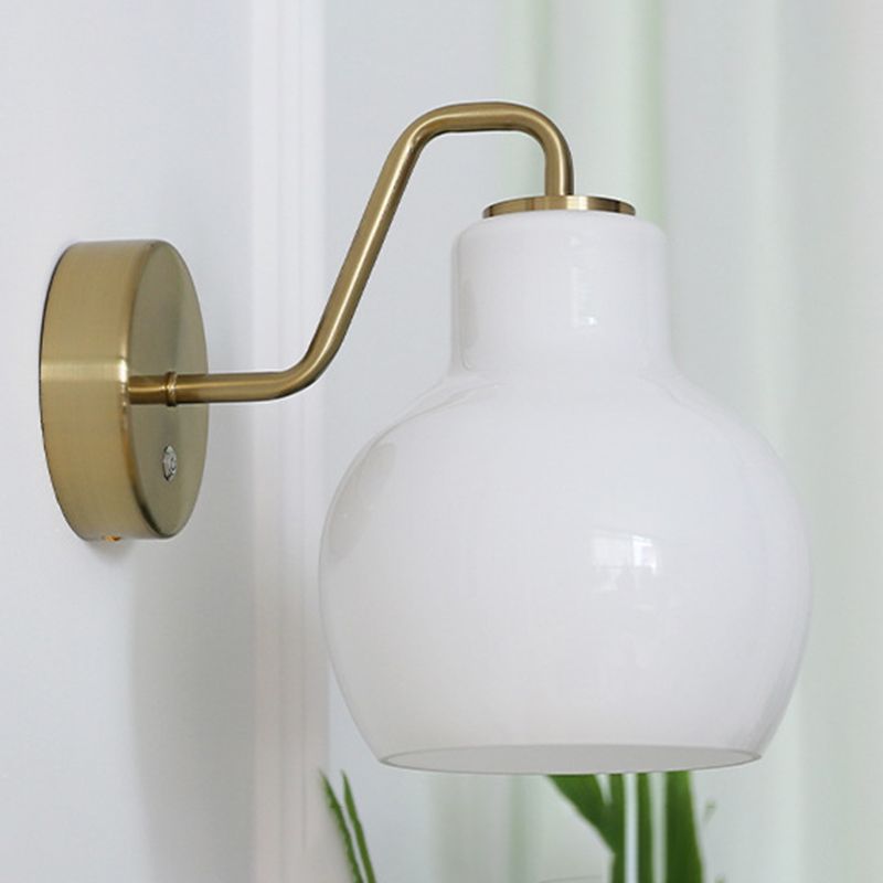 Lily Simple Dome Shape Vanity Wall Lamp, Metal/Glass