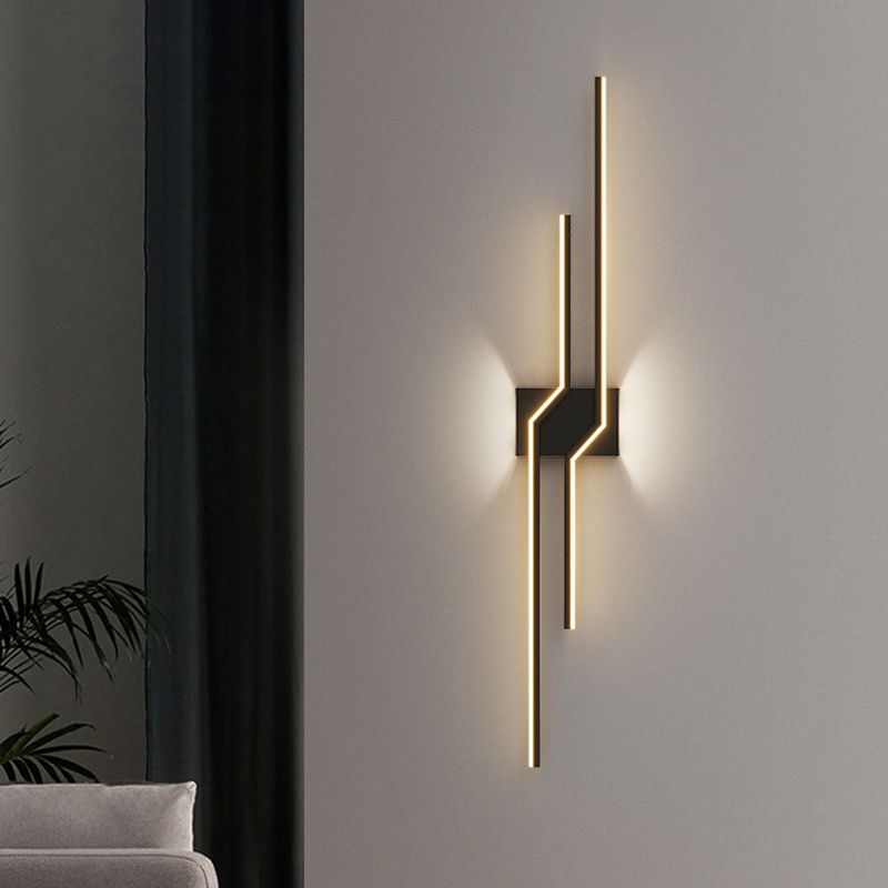 Alana Minimalist Linear Metal Vanity Wall Light, Black/White, Bathroom