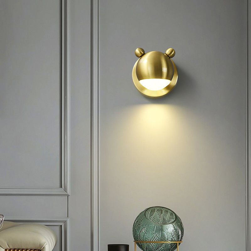 Leigh Modern Animal Globe Metal Vanity Wall Light, Gold, Bedroom