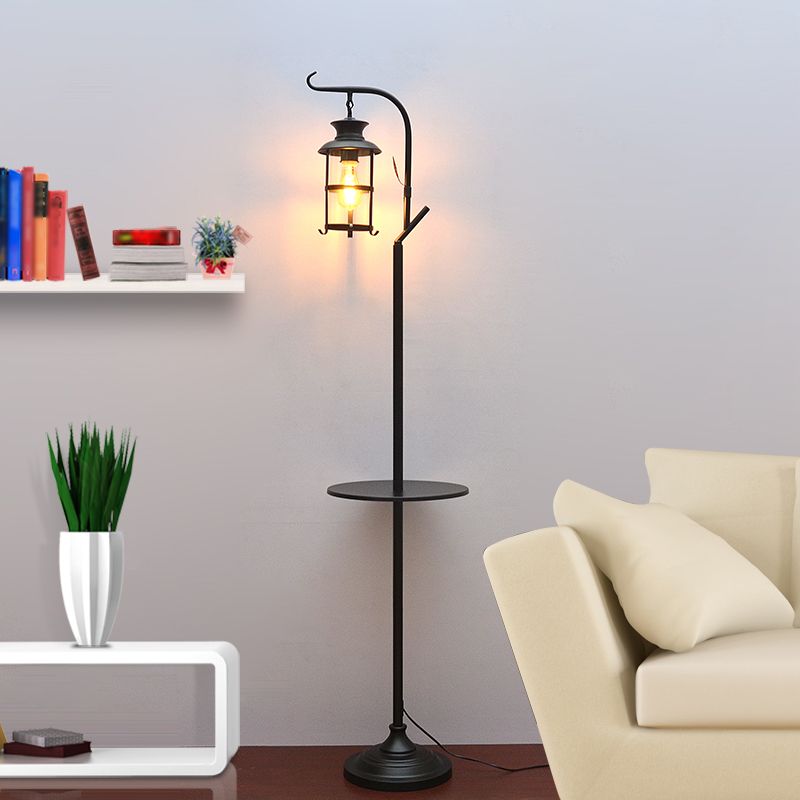 Alessio Retro Lantern Metal Glass Floor Lamp Table