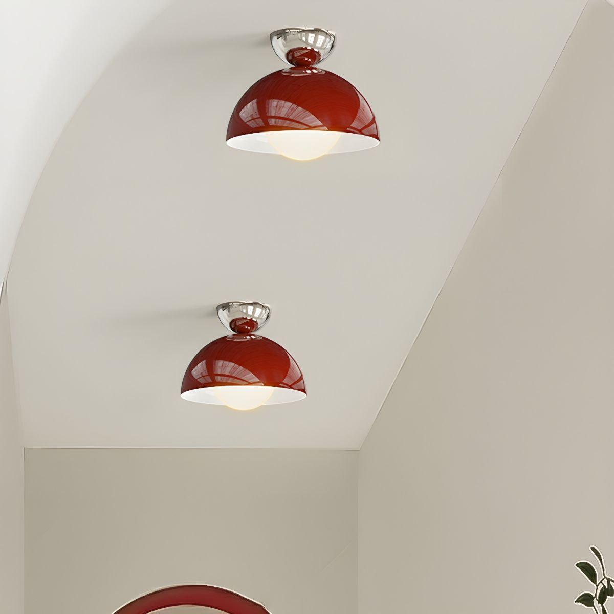 Valentina Simple Modern LED Ceiling Light Metal Chrome/Red/Green Corridor/Balcony