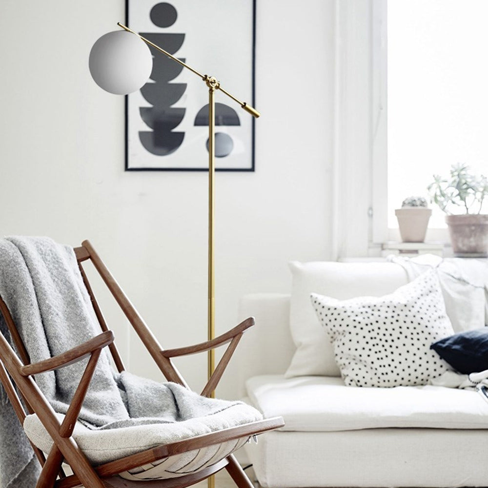 Valentina Arc Floor Lamp, Frosted Glass & Metal