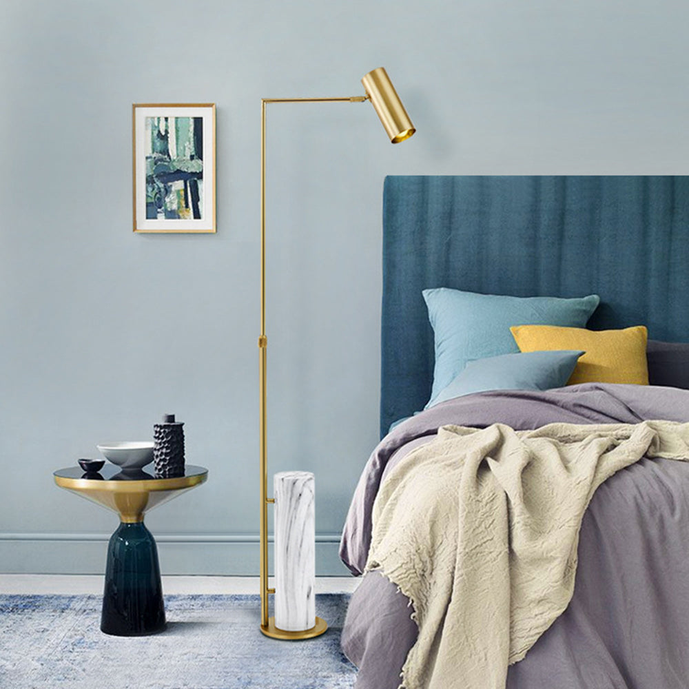 Salgado Minimalistic Gold Floor Lamp, Metal & Marble, Living room