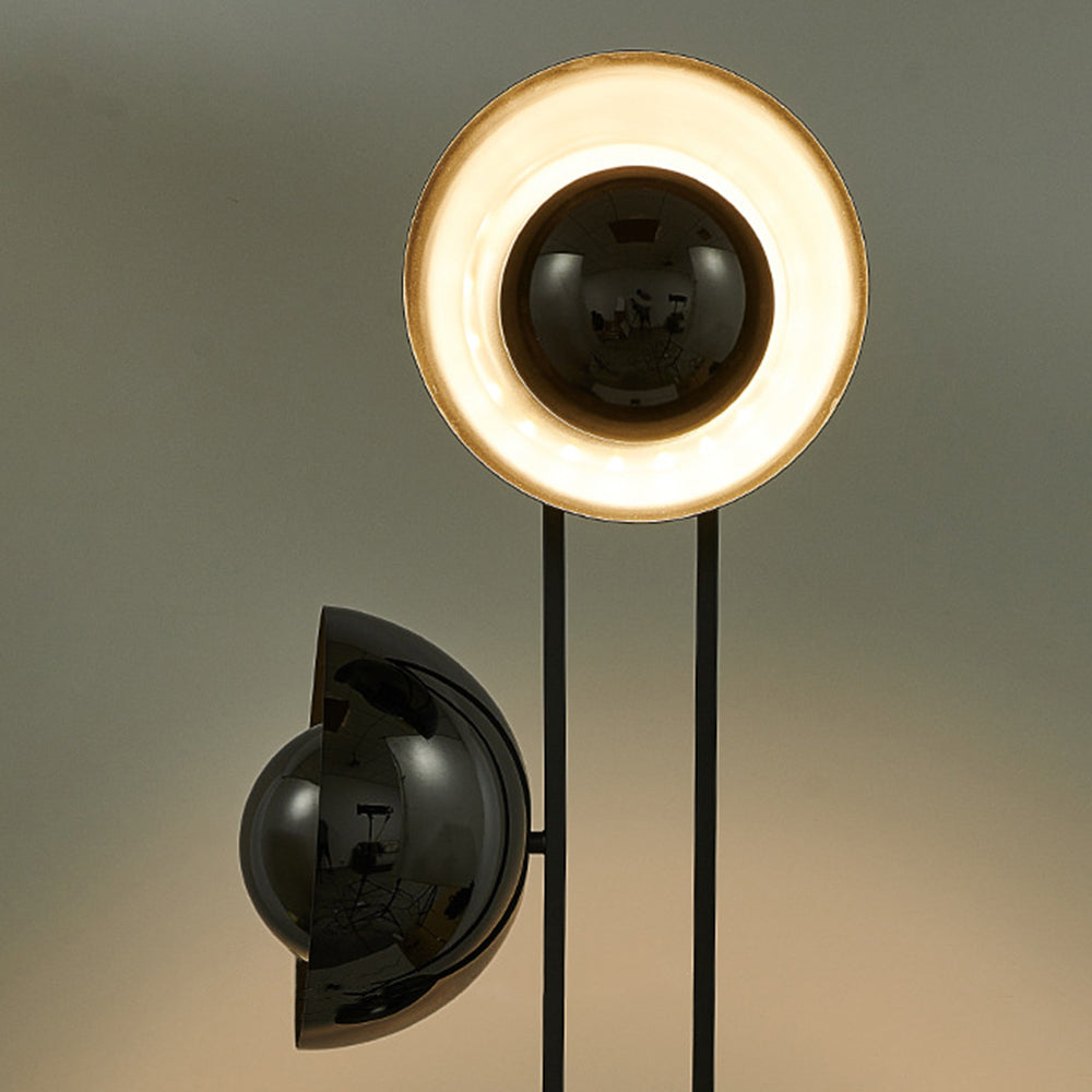 Salgado Modern Minimalist Tri-head Floor Lamp, Metal & Marble