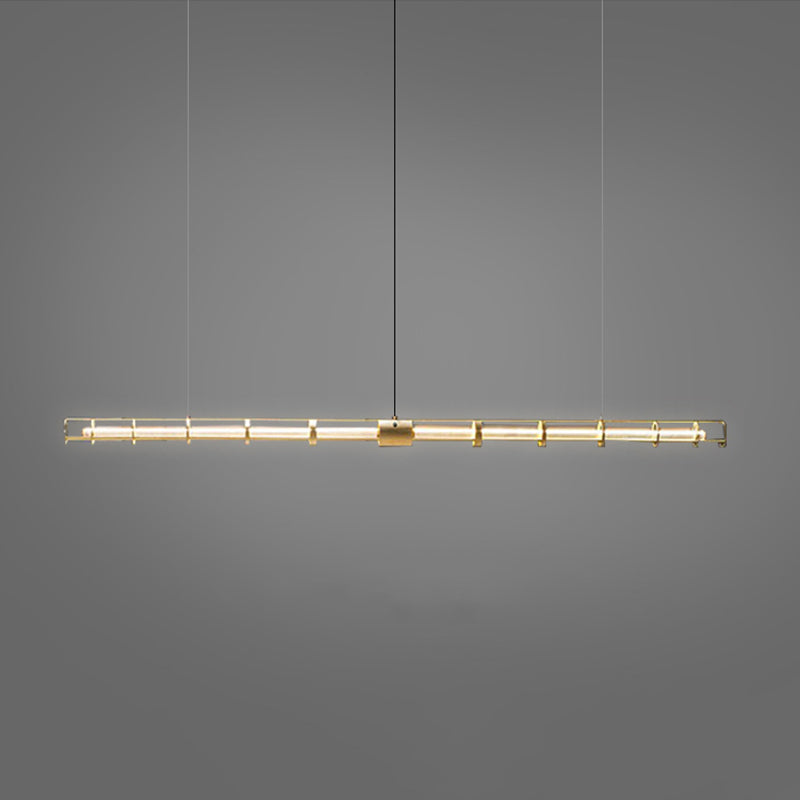 Edge Modern Minimalist Linear Metal/Glass Pendant Light, Gold