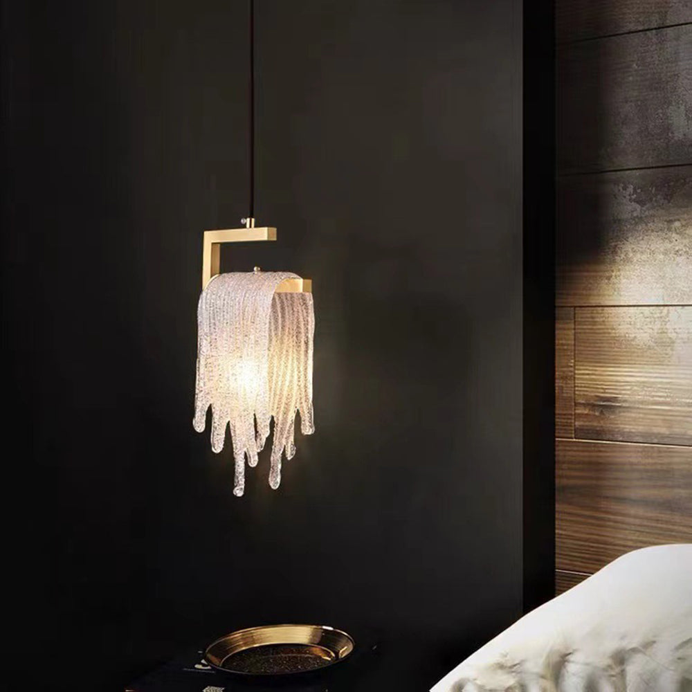 Kristy Modern Flowing Jelly Pendant Light Crystal Brass