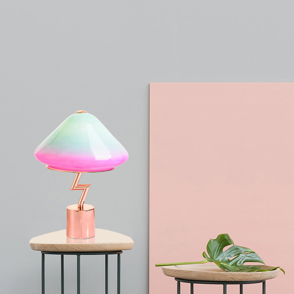 Morandi Modern Cute Mushroom Children Glass/Metal Table Lamp,  Colorful