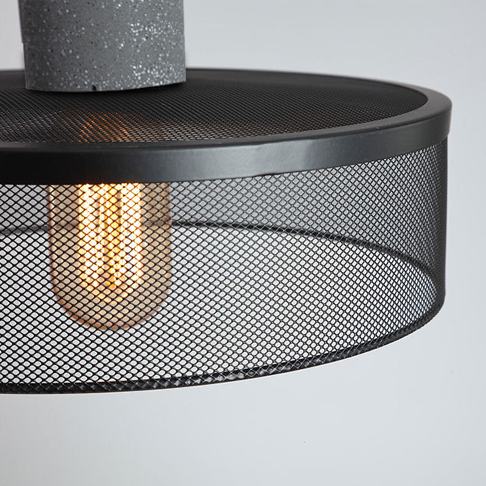 Zaid Industrial Cylindrical Pendant Light, Cement/Metal, Wabi-Sabi