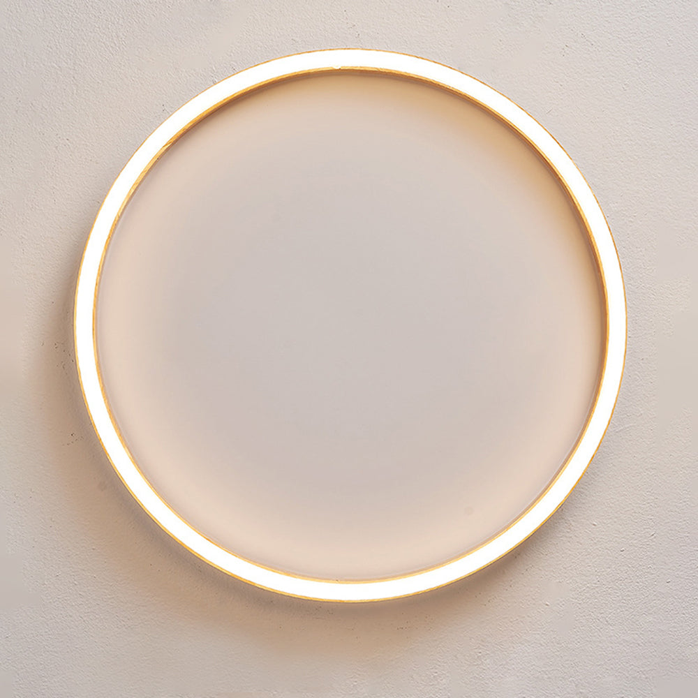 Ozawa Round Modern Flush Mount Ceiling Light Dimmable, Wood & Acrylic