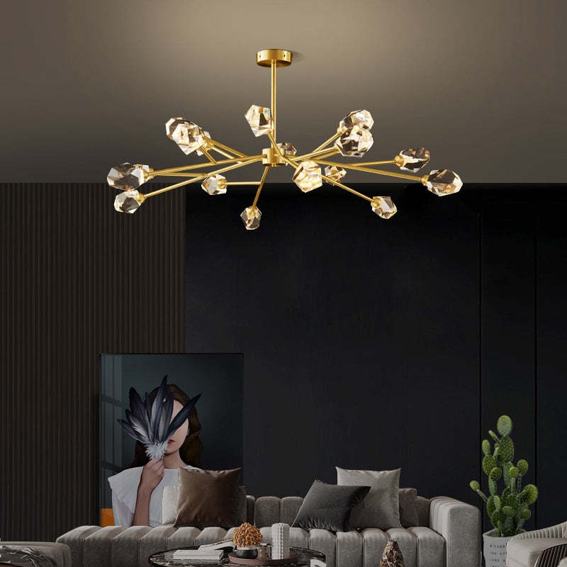 Kristy Luxurious Crystal Chandelier, Living Room, Golden
