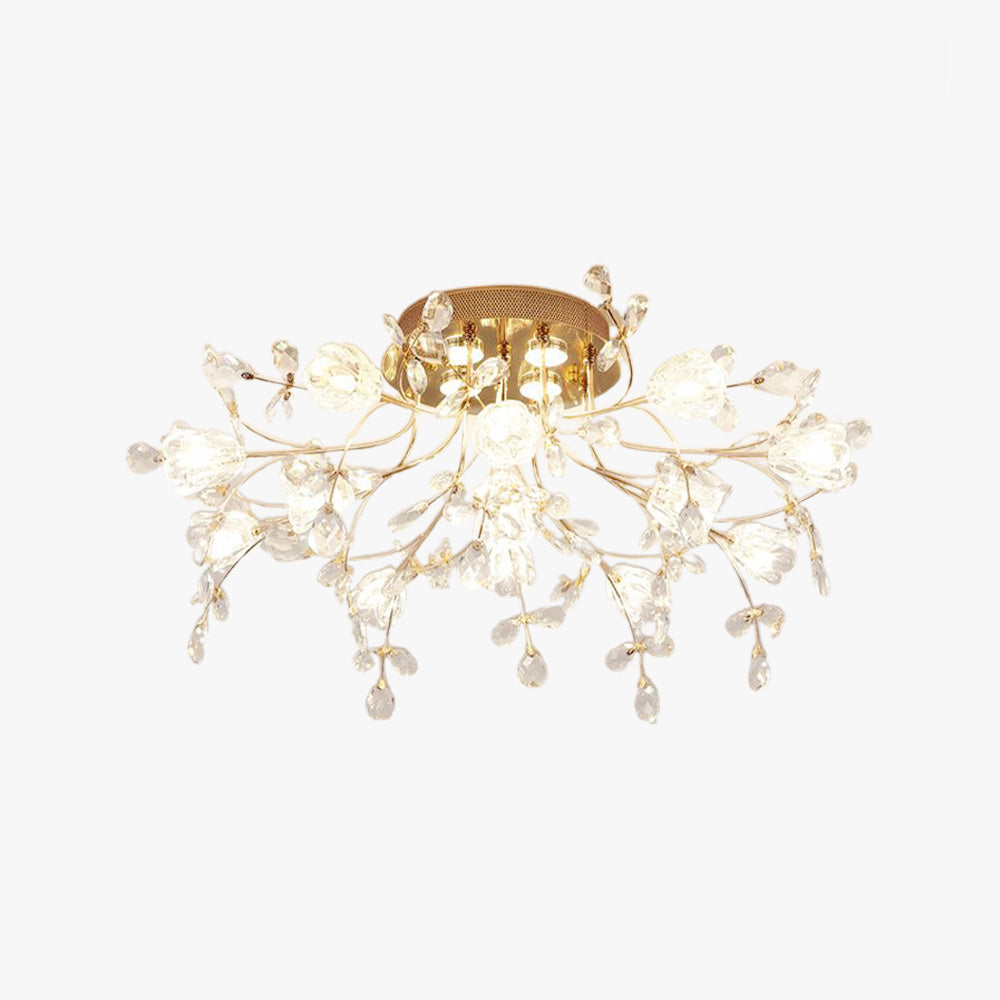 Lili Art Deco Elegant Flower Flush Mount Ceiling Lights, Gold