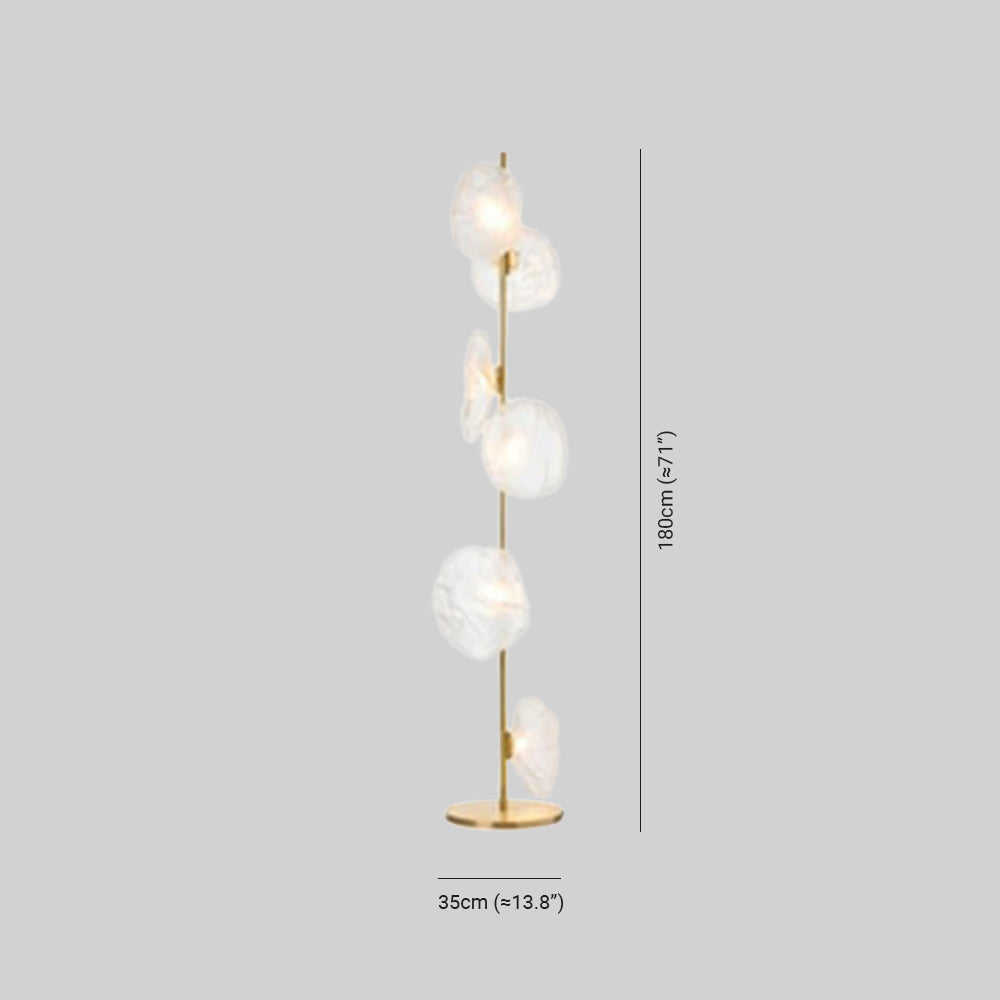Byers Luxury Flower Metal/Glass Floor Lamp, Black/Gold/Gray