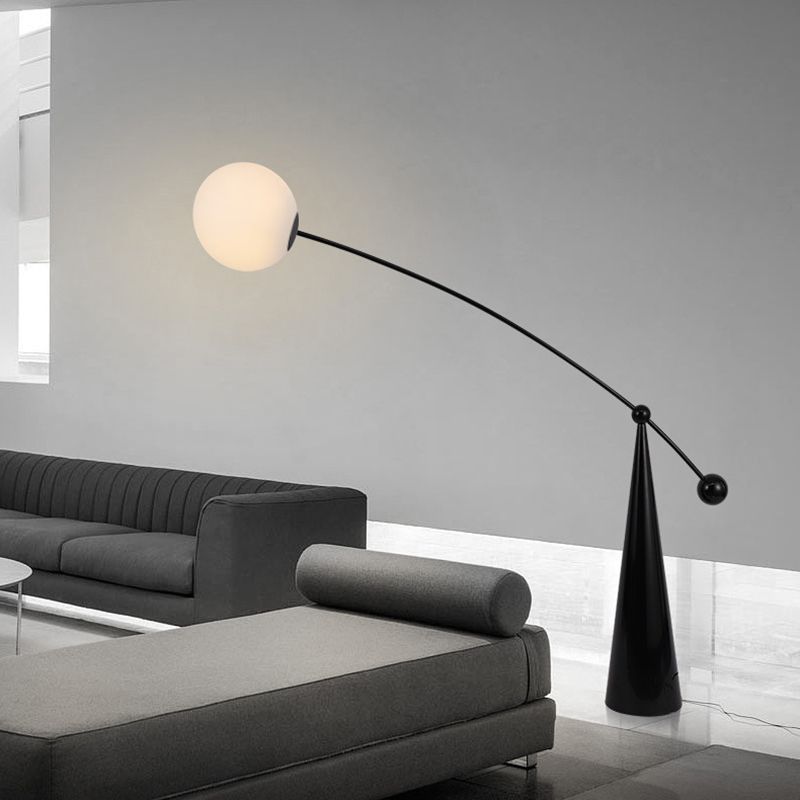 Valentina Floor Lamp Arc/Bubble Modern/Unique, Frosted Glass, White, Bedroom
