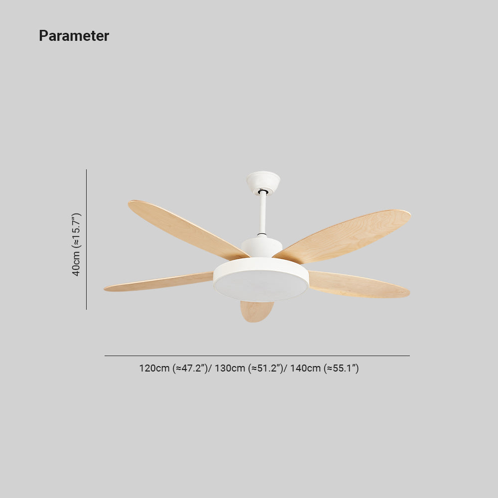 Haydn 5-Blade White & Black  DC Ceiling Fan with Light, Summer, 47.2''/51.2''/55.1''